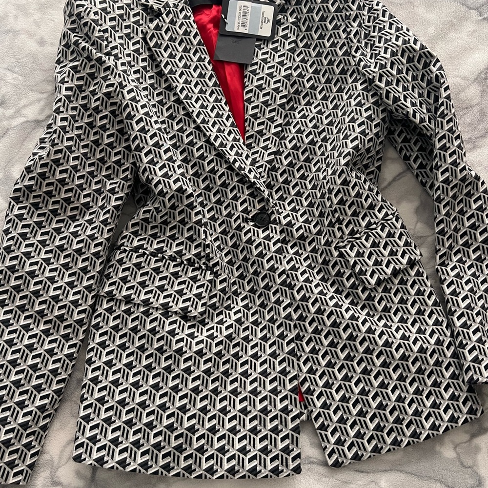 MCM Black and White Geometric Blazer